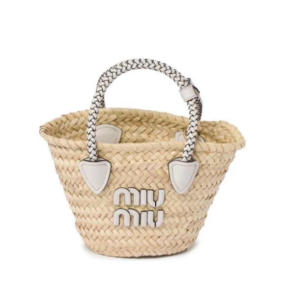 Miu Miu Handbags - LIKE NEW! Miu Miu Beige Woven Raffia Basket Tote